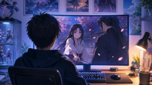 夕暮れの戦国時代を並んで歩く百鬼丸とどろろ