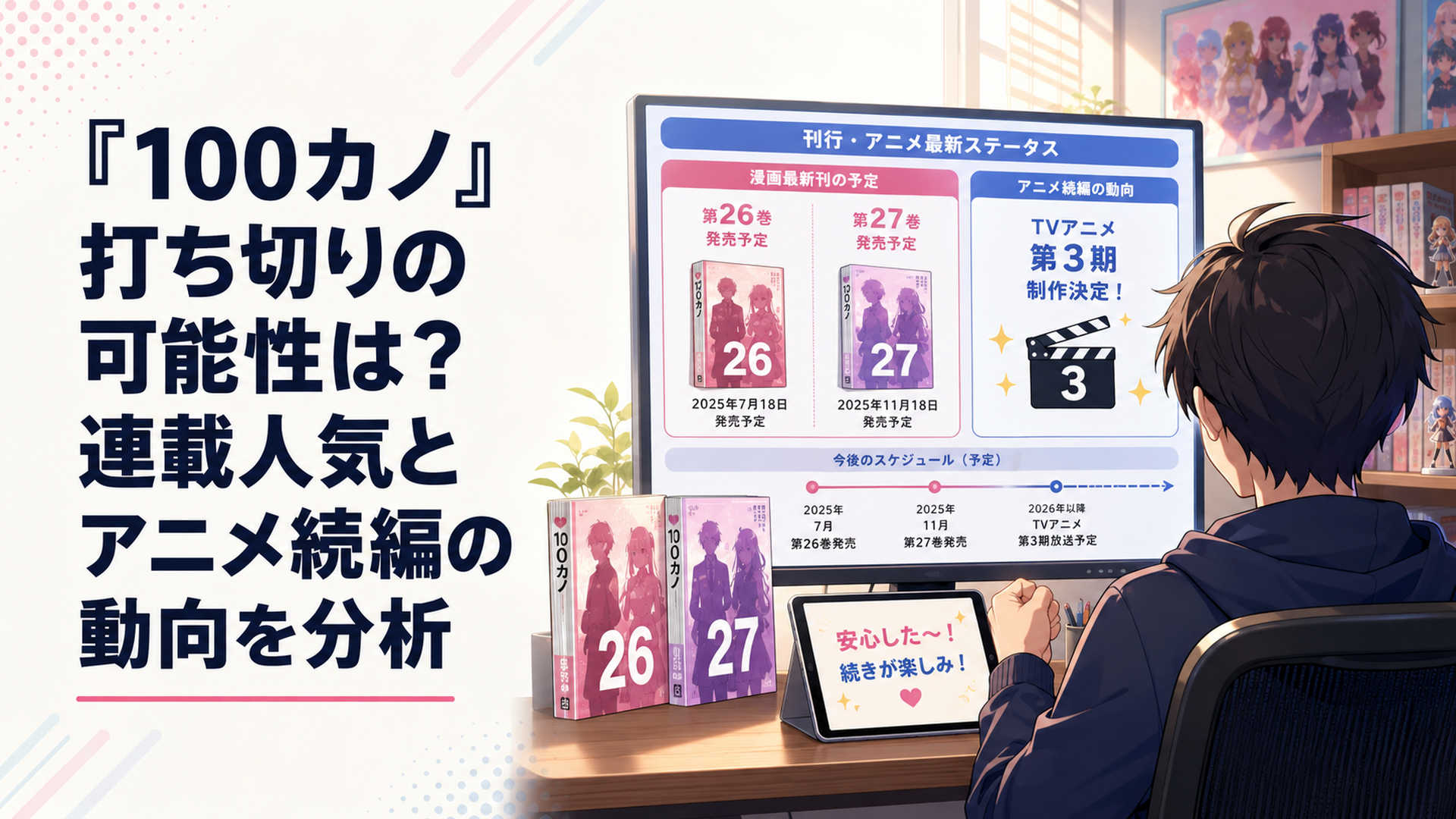 100カノの第26巻と第27巻の刊行予定やアニメ第3期を確認して安心するファン