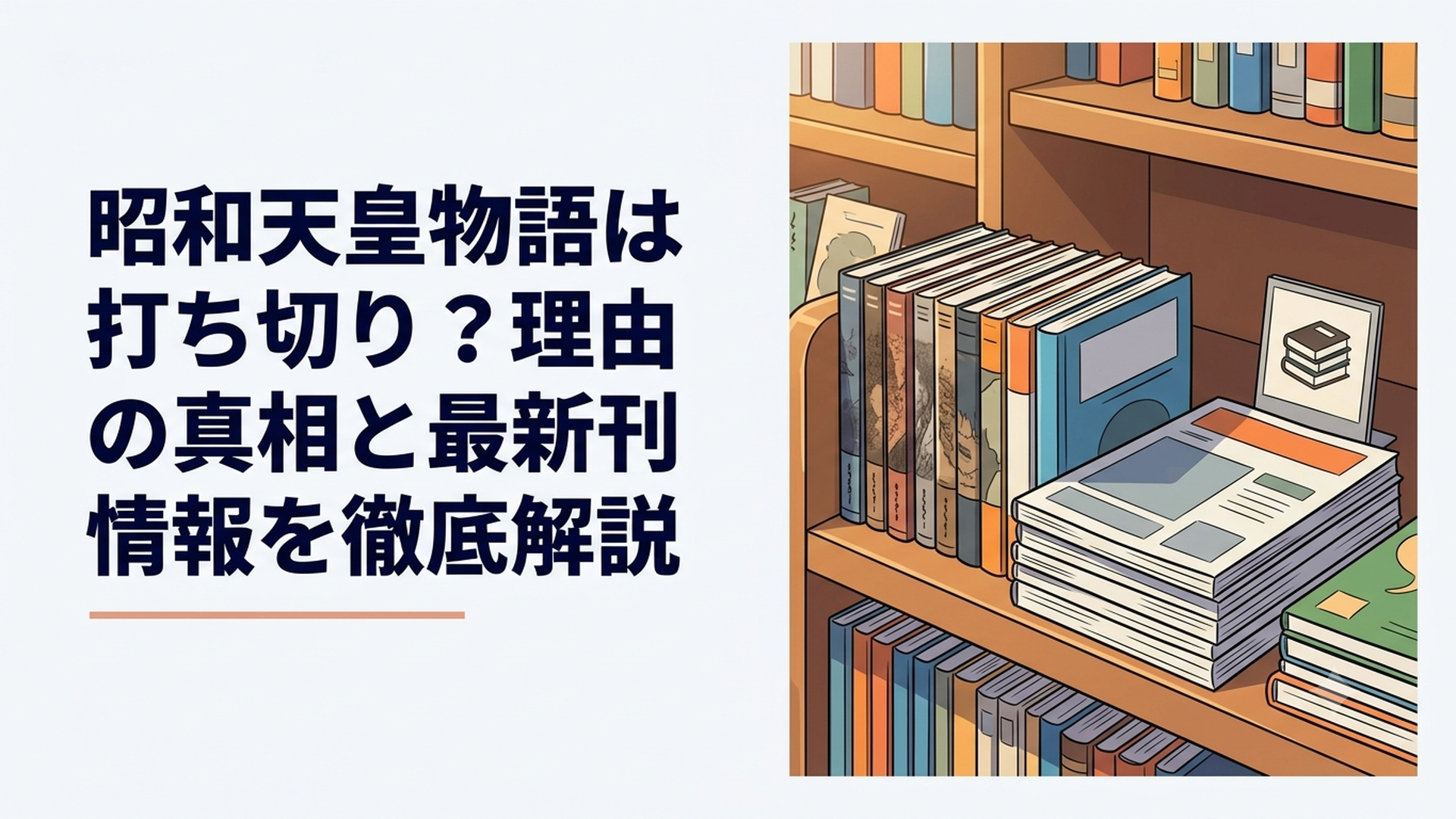 「昭和天皇物語」単行本と「ビッグコミックオリジナル」誌が並ぶ書店の棚