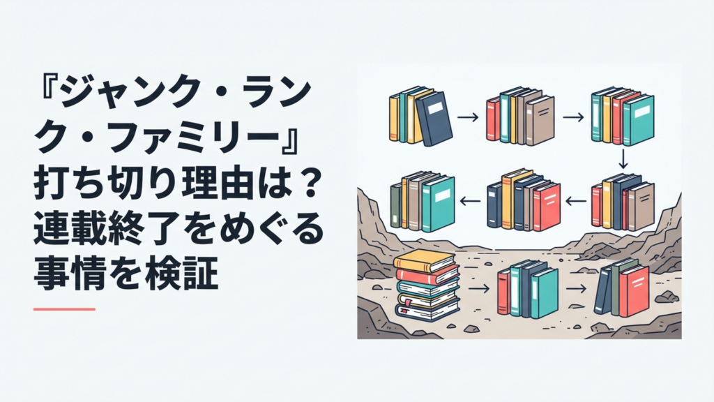 荒廃した荒野を背景に全20巻の完結と複数回の連載再開を時系列で検証するイメージ