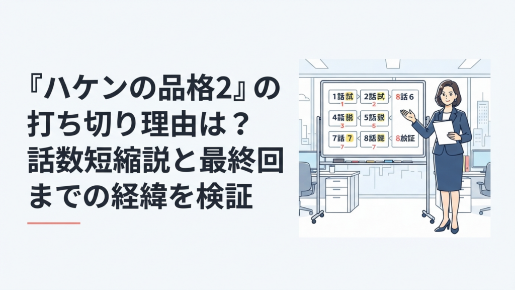 大前春子を思わせる凛とした派遣社員と全8話の放送スケジュールをイメージしたドラマ検証シーン