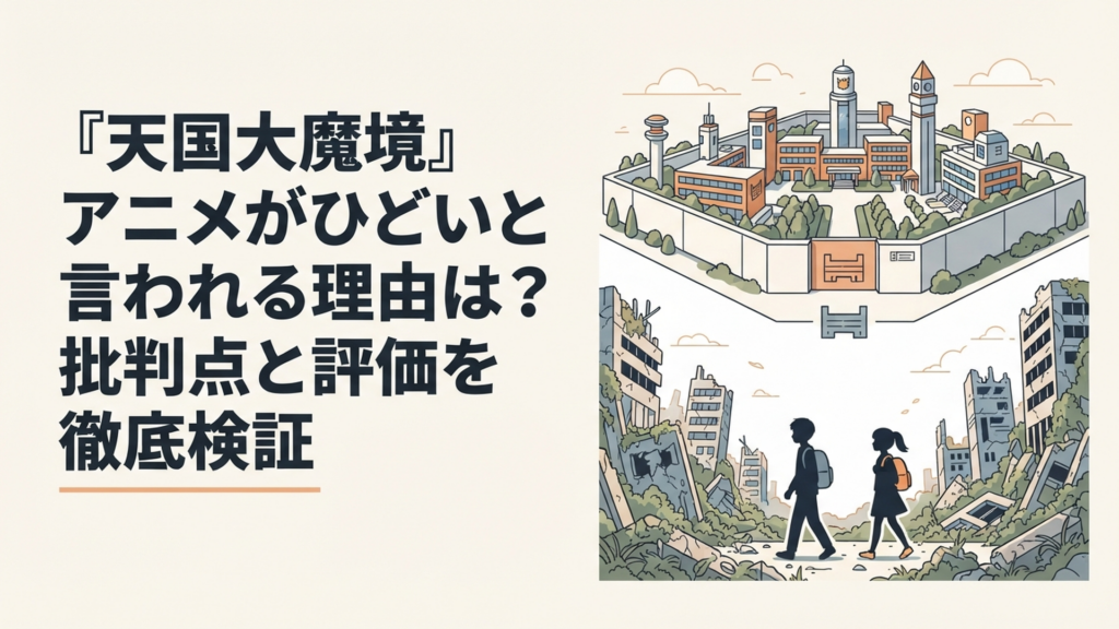 崩壊した日本を旅する少年少女と壁に囲まれた学園を対比したSFミステリー風ビジュアル