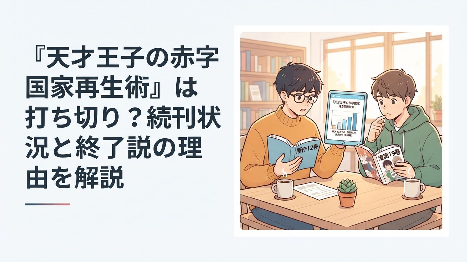 原作12巻と漫画19巻の刊行状況を見比べながら『天才王子の赤字国家再生術』の打ち切り説を検証するアニメファン